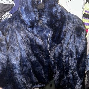 Blue fur jacket